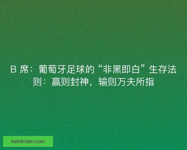 B 席：葡萄牙足球的 “非黑即白” 生存法则：赢则封神，输则万夫所指