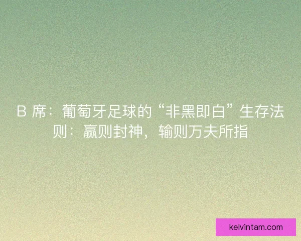B 席：葡萄牙足球的 “非黑即白” 生存法则：赢则封神，输则万夫所指