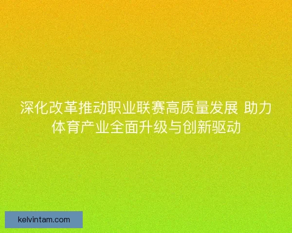 深化改革推动职业联赛高质量发展 助力体育产业全面升级与创新驱动